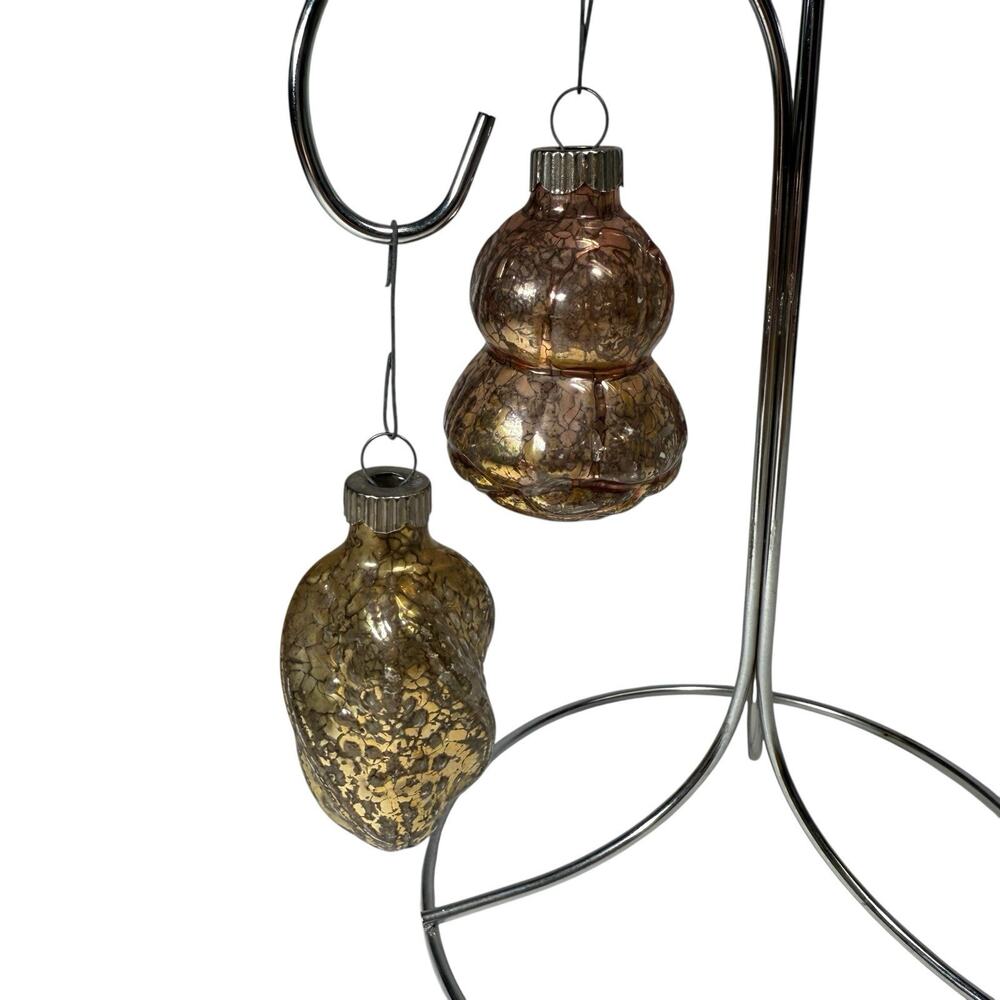 Shiny Brite Mercury Glass Ornaments Brown Distressed 2.5 in Tall